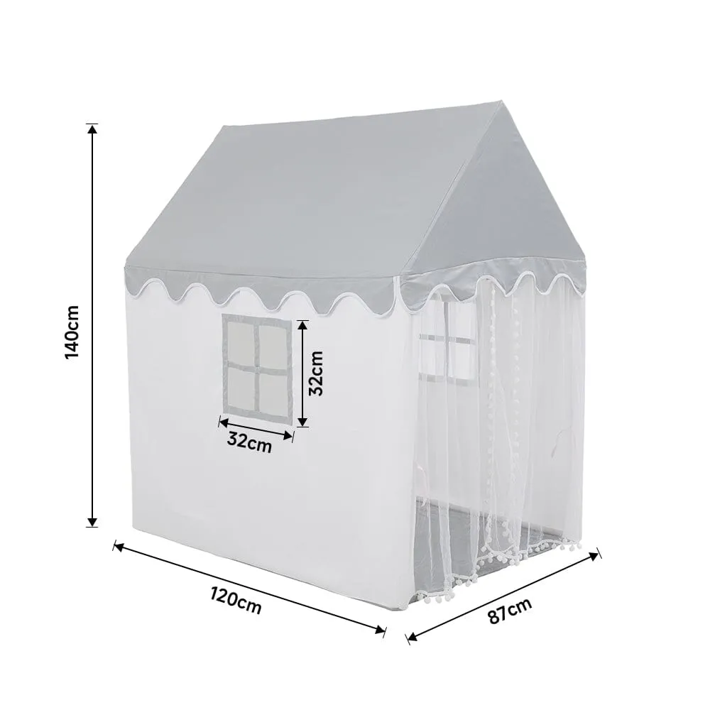 120cm W White Cotton House Play Tent For Kids with Windows