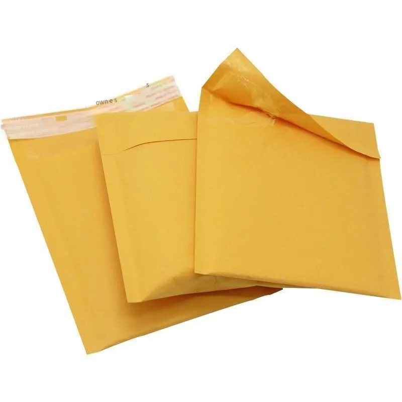 130 Only Kraft Paper Self Sealing Bag, Composite Bubble Envelope, Foam Shockproof Yellow Express Bag 29x39 4cm