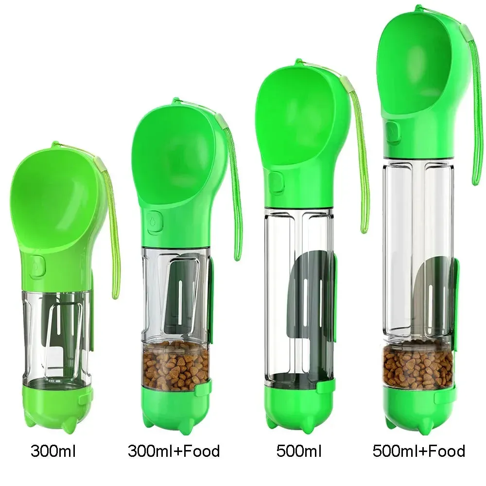 4-in-1 Portable Pet Water Bottle & Feeder with Poop Dispenser