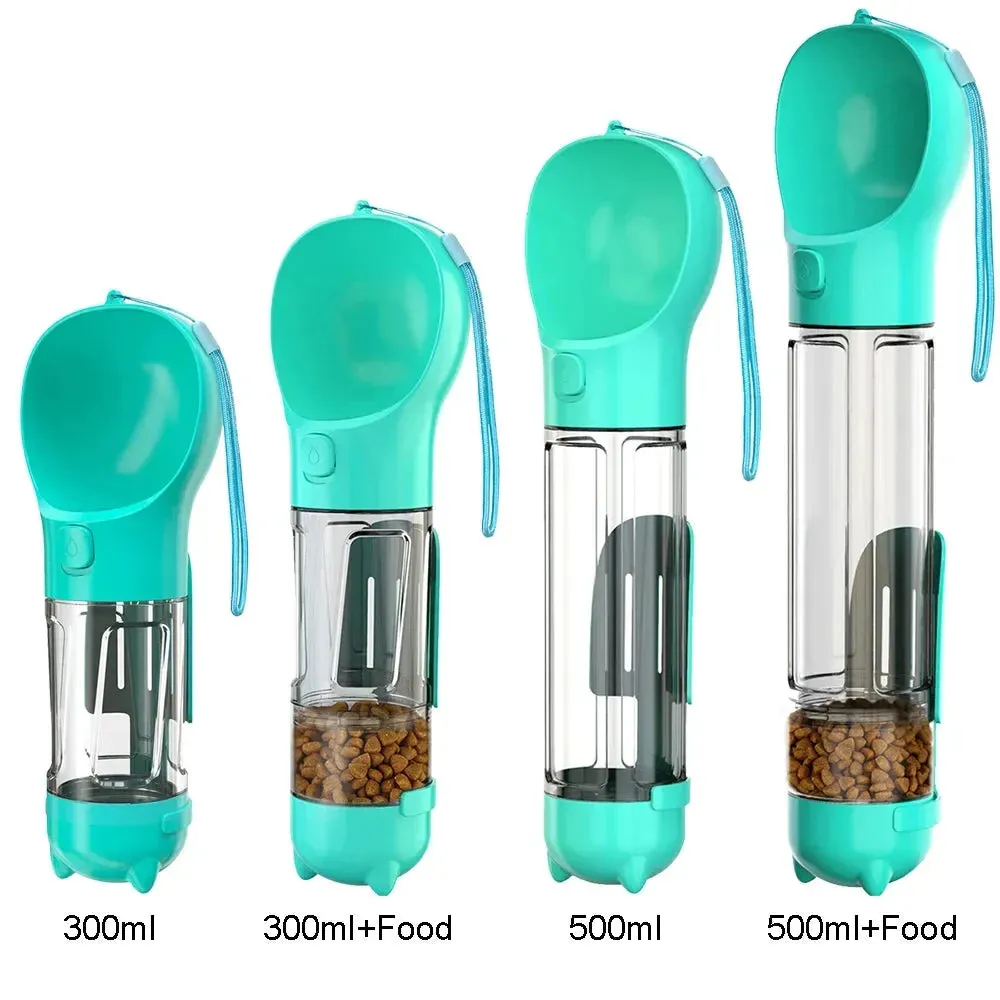 4-in-1 Portable Pet Water Bottle & Feeder with Poop Dispenser