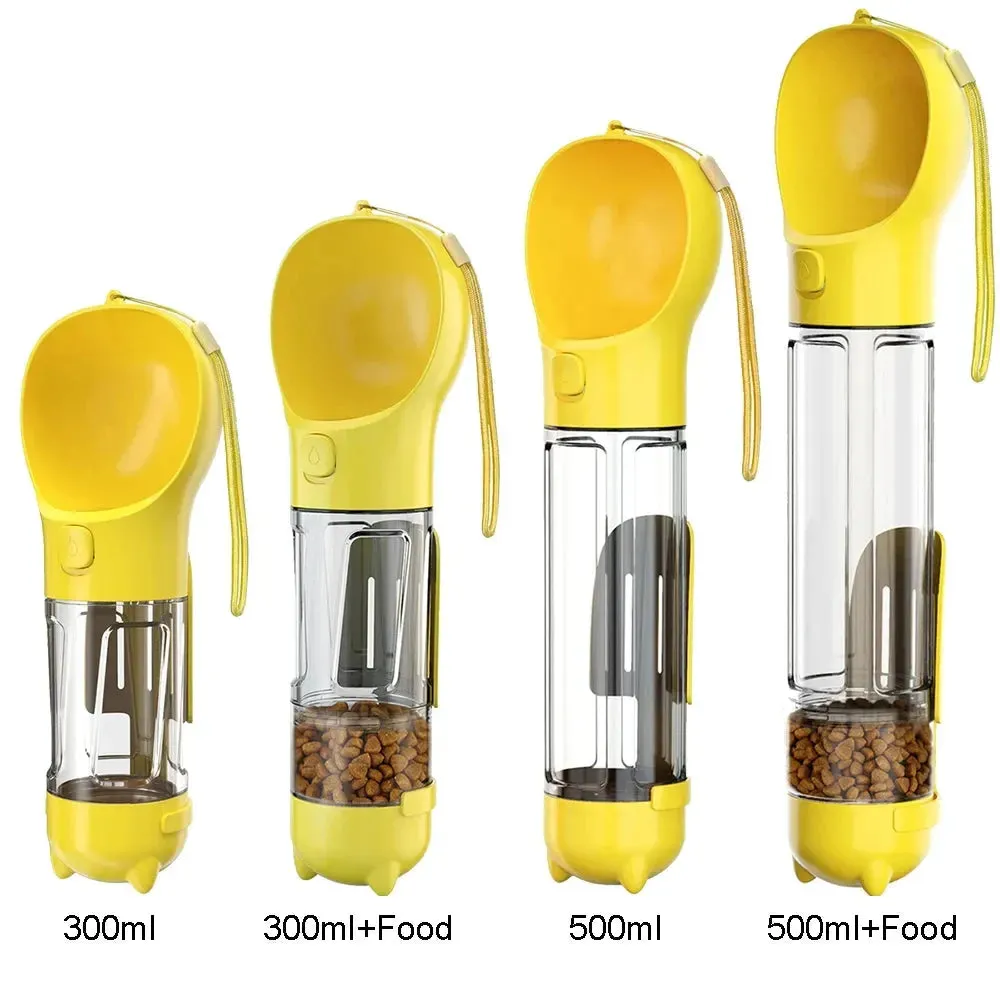 4-in-1 Portable Pet Water Bottle & Feeder with Poop Dispenser