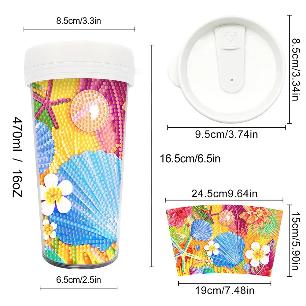 470ml Summer 5D Diamond Painting Decorate Water Bottle DIY Art for Boys Girls