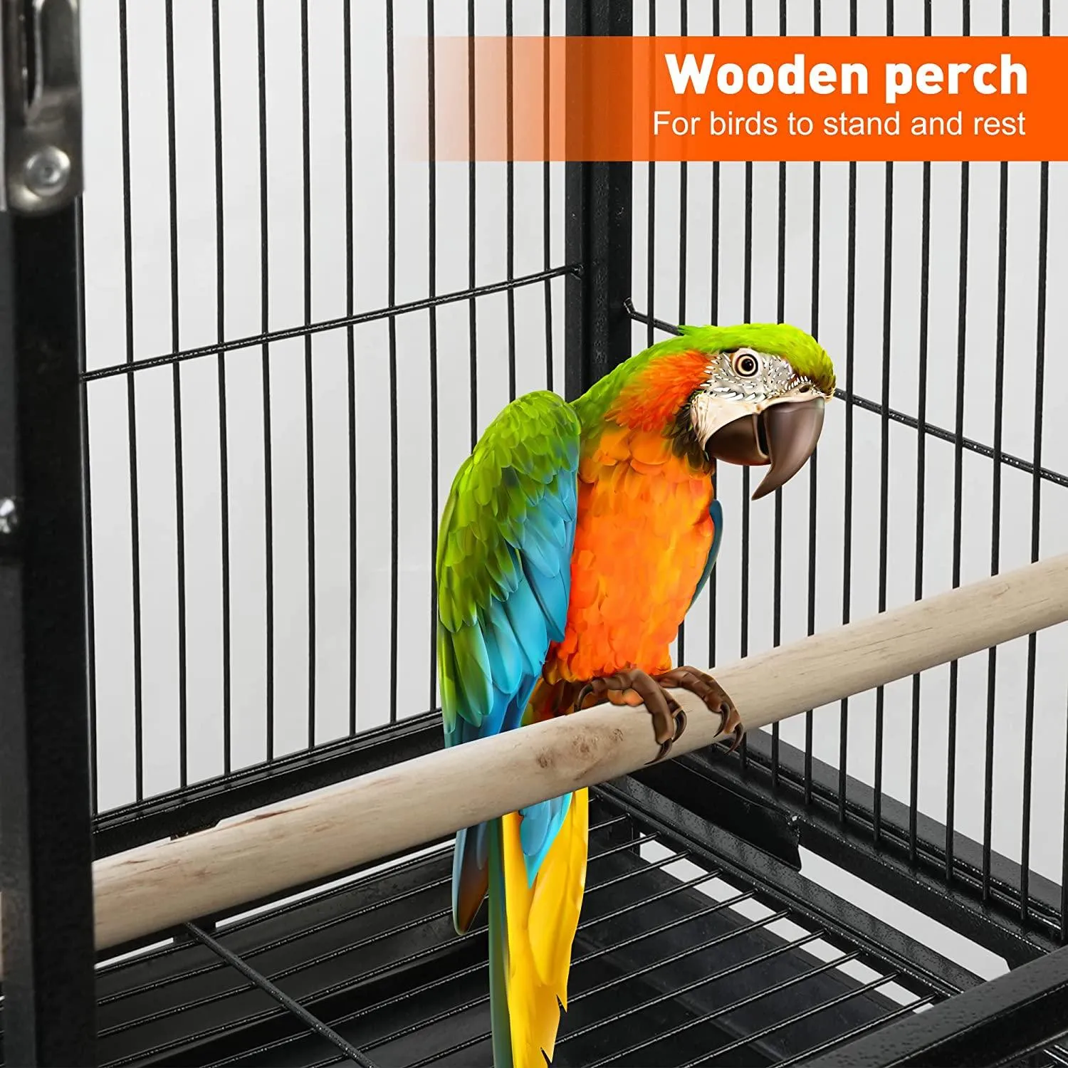 53 Inch Bird Cage with Rolling Stand & Storage Shelf, Large Iron Parrot Cage for Cockatiel, Conure, Lovebird, Parakeets