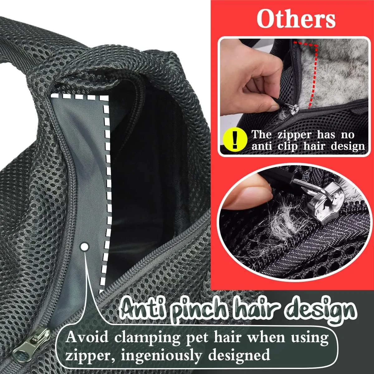 Adjustable Breathable Mesh Dog Sling Carrier for Small Pets (S - up to 6 lbs, Pink/Grey) with Anti-Pinch Hair Design