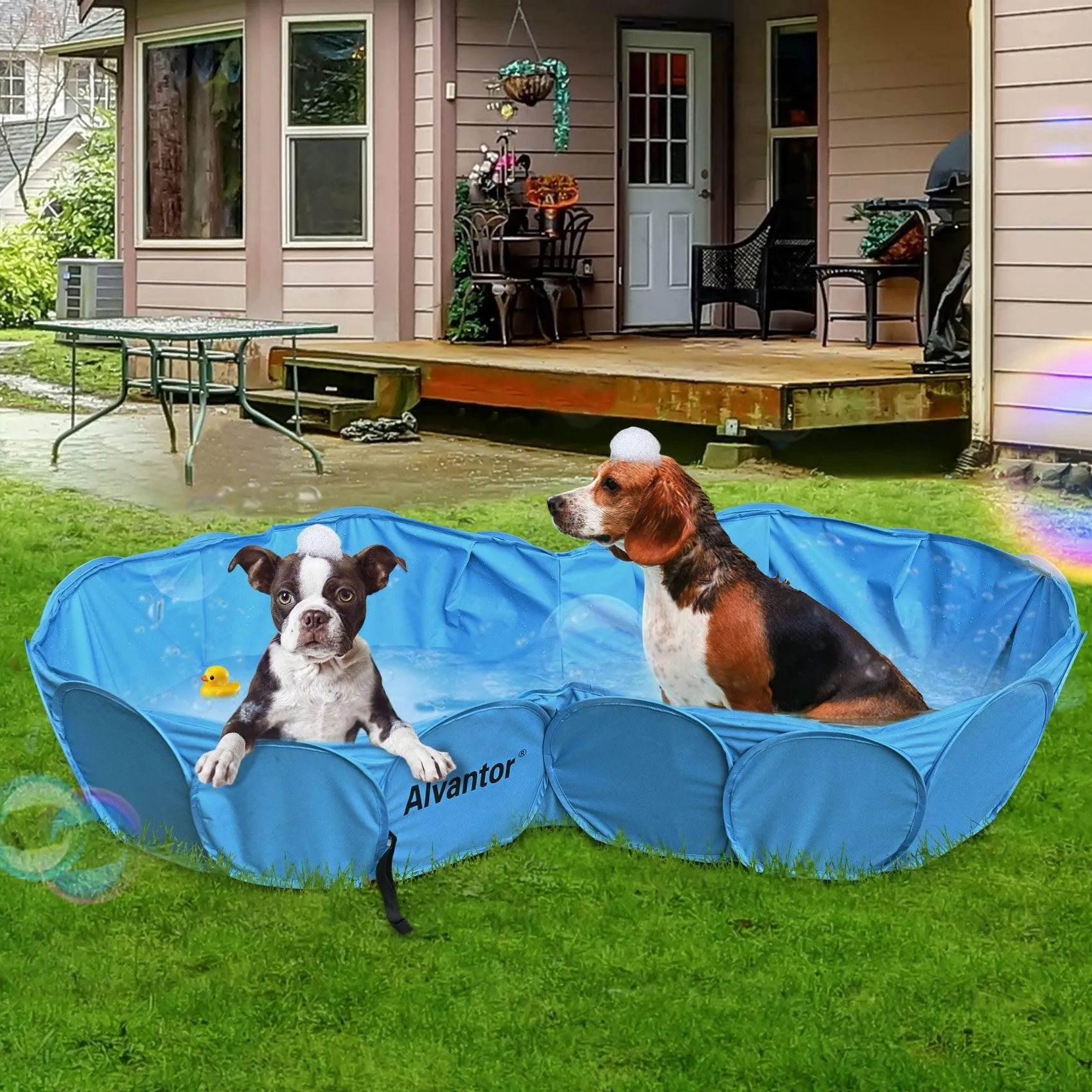 Alvantor Double Swimming Pool Pet Bathing Tub Portable Kiddie Pools