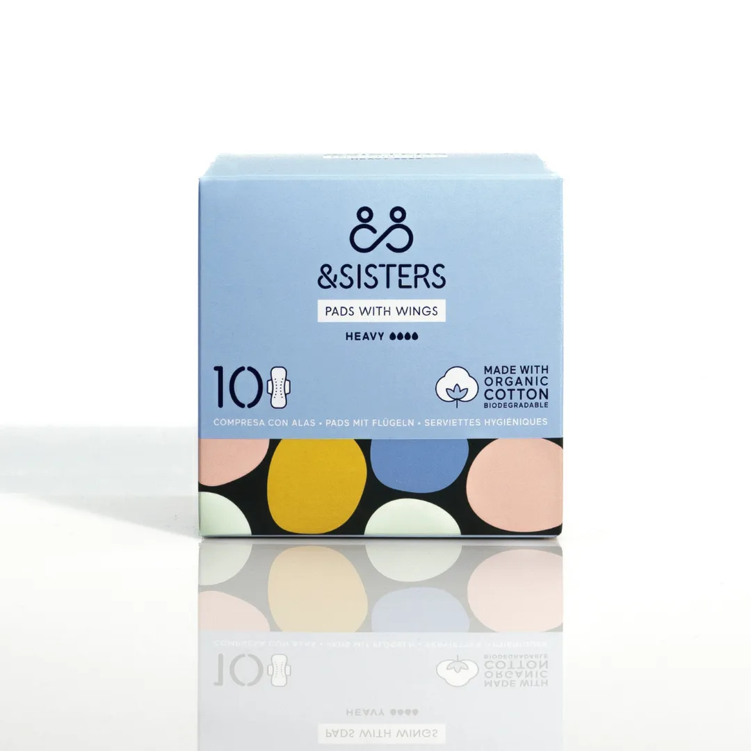 &Sisters Pads With Wings Plastic Free Night, Heavy 10 Pack