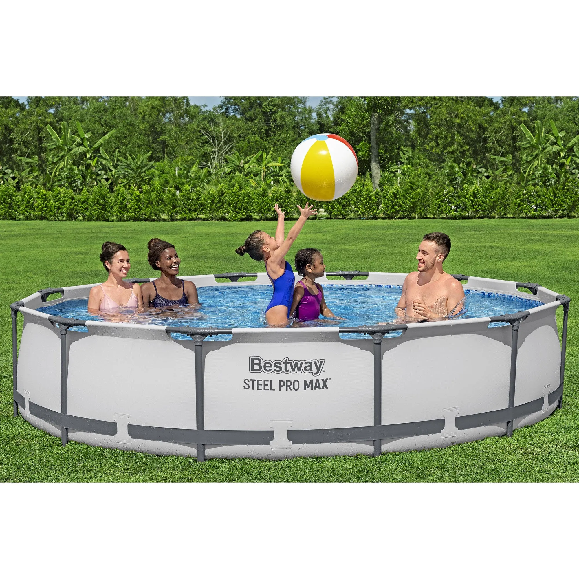 Bestway Steel Pro MAX 12' by 30" Above Ground Swimming Pool Set, Gray (Used)