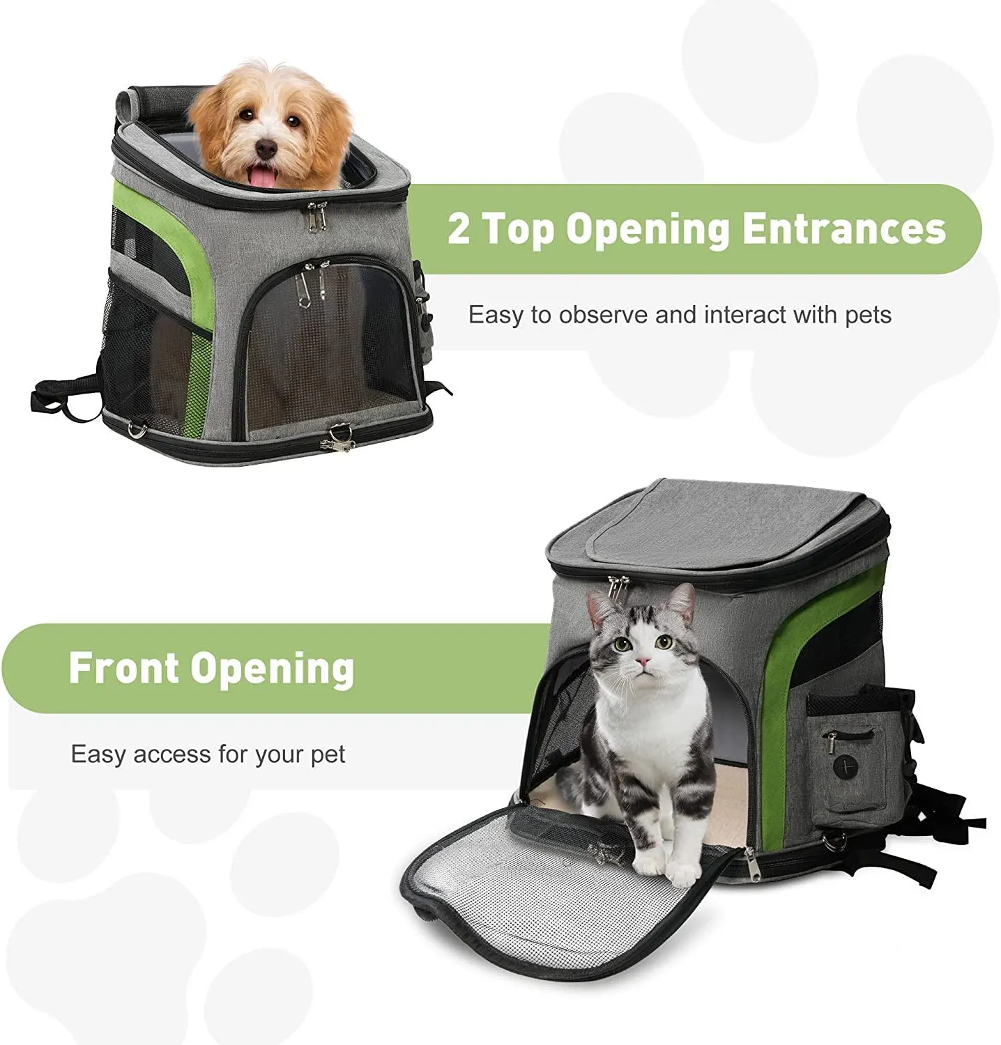 Cat Carrier Backpack, Airline Approved Pet Travel Carrier Bag with Safe Locking Zippers, Support Up to 22lbs