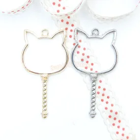 Cat Wand Open Bezel Gold Charm - 3 pieces