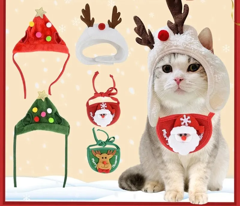 Christmas Hat & Bib Set for Pets – Festive Costume Accessories for Dogs and Cats