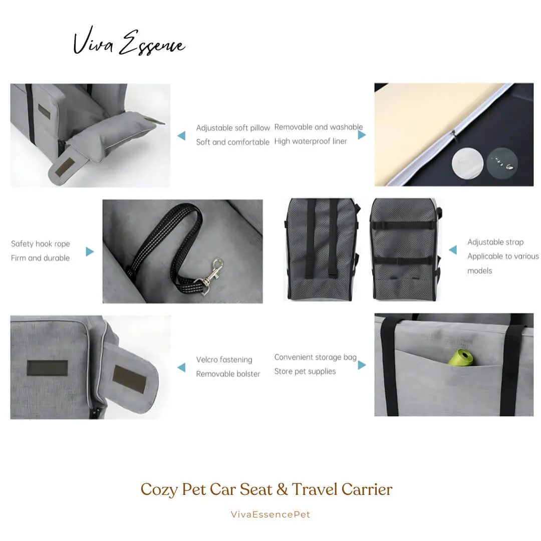 Cozy Pet Car Seat & Travel Carrier - Safe & Comfy Journeys