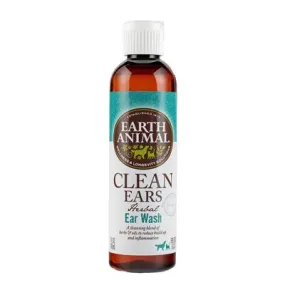 Earth Animal Herbal Topical Remedies Clean Ears Ear Wash for Dogs & Cats, 4 oz. Bottle