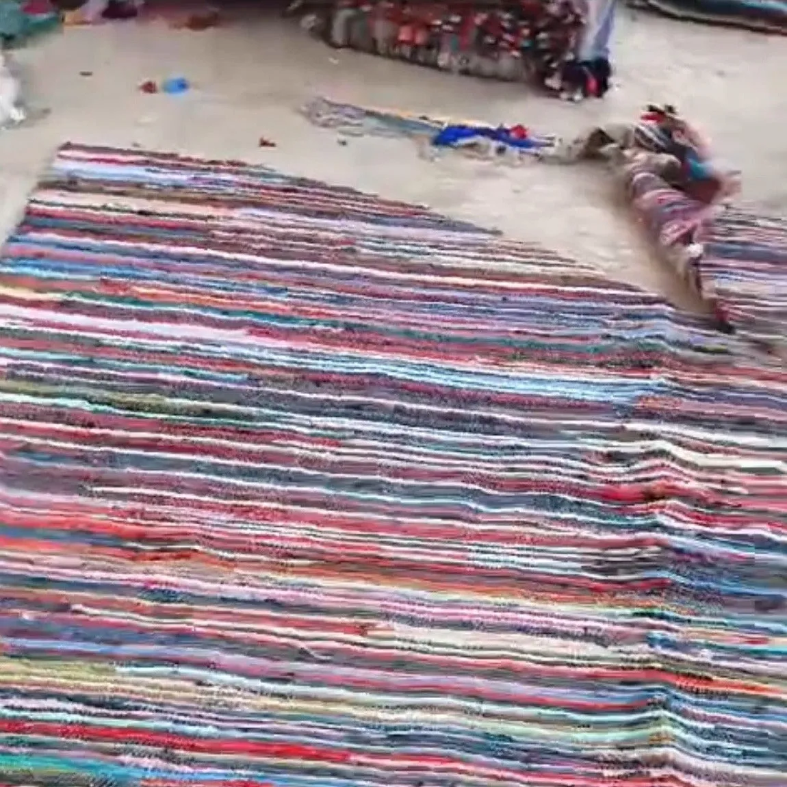 Half Moon Indian Rag Rug Flooring