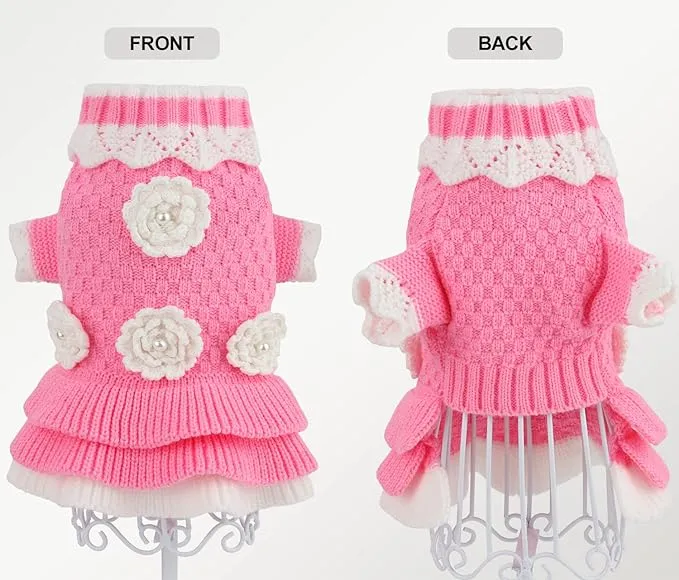 JOYTALE Small Dog Sweater, Dog Clothes for Small Dogs Girls Boys, Soft Warm Turtleneck Dress