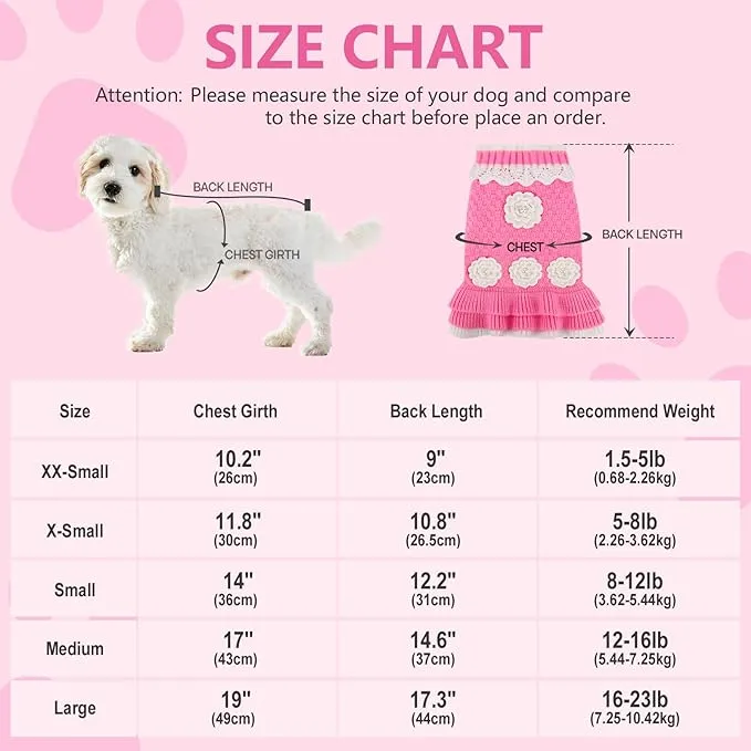 JOYTALE Small Dog Sweater, Dog Clothes for Small Dogs Girls Boys, Soft Warm Turtleneck Dress