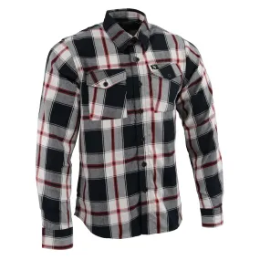 Milwaukee Leather Men's Flannel Plaid Shirt Black and White with Red