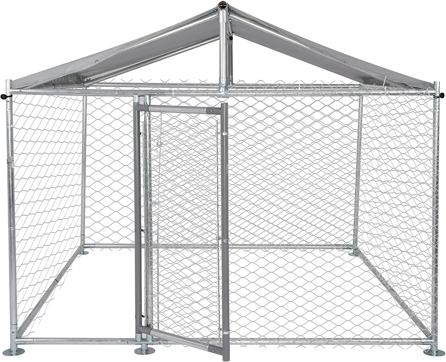 Outdoor Dog Kennel Galvanized Mesh Steel Dog Chain Link Fence Playpen with Cover 6.5x6.5x5ft