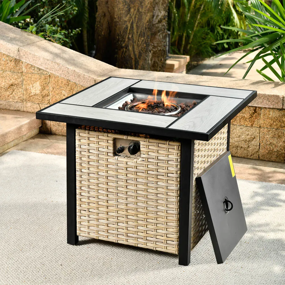 Ovios Patio Propane Outdoor 30'' Fire Pit Table with Lid for Pet Sofa Series