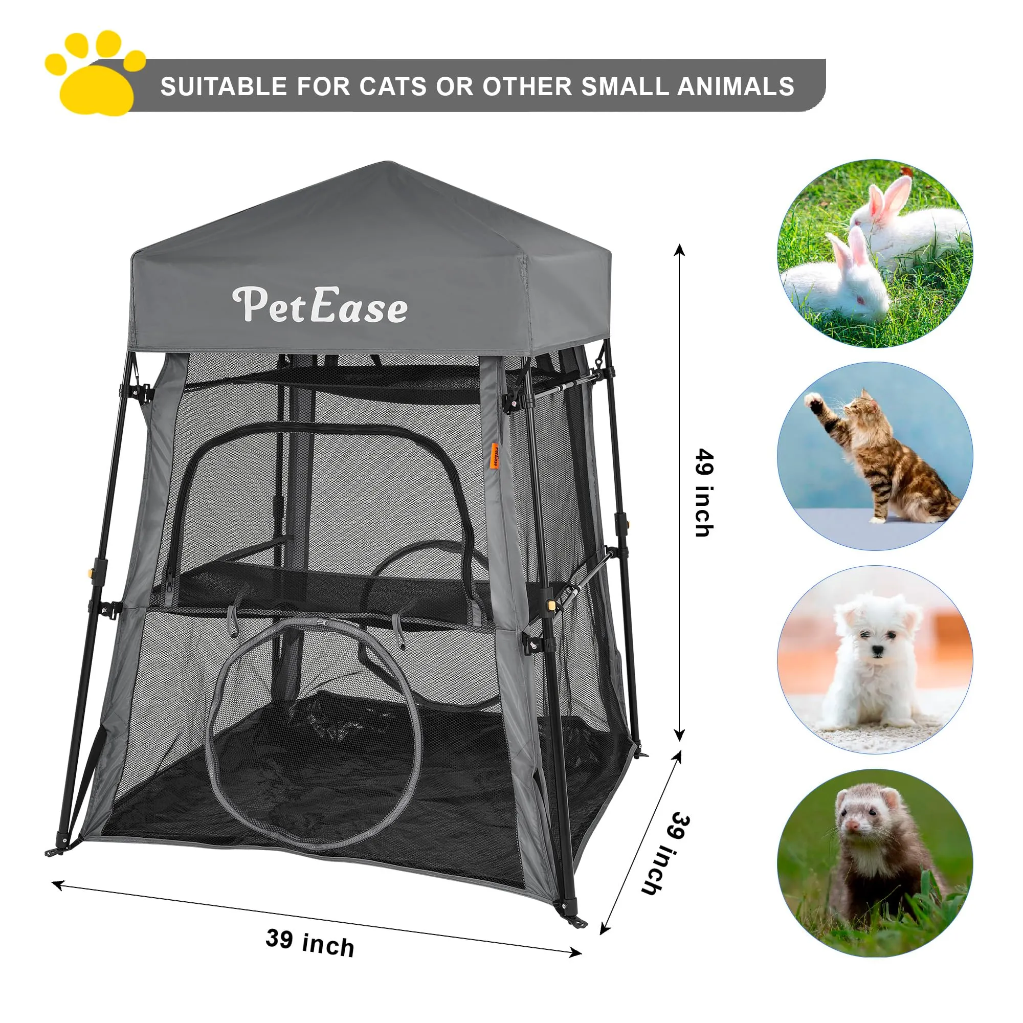 PETEASE Cat Tower Tent,Outdoor Patio Cat Enclosures with Breathable Mesh,Indoor Playpen Portable Exercise Tent