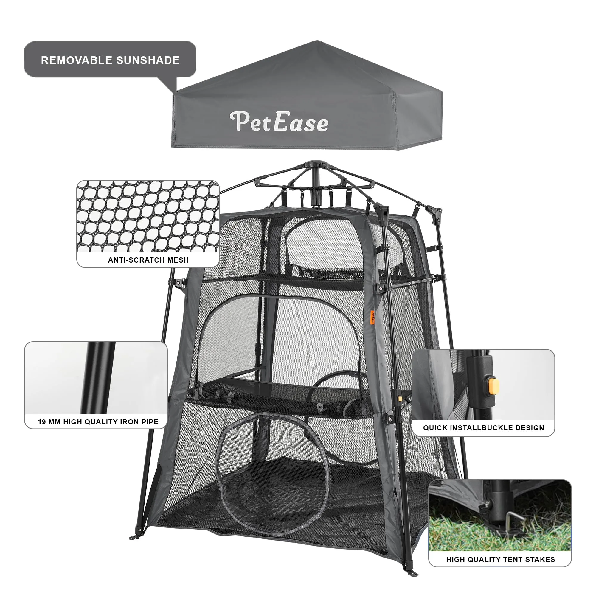 PETEASE Cat Tower Tent,Outdoor Patio Cat Enclosures with Breathable Mesh,Indoor Playpen Portable Exercise Tent