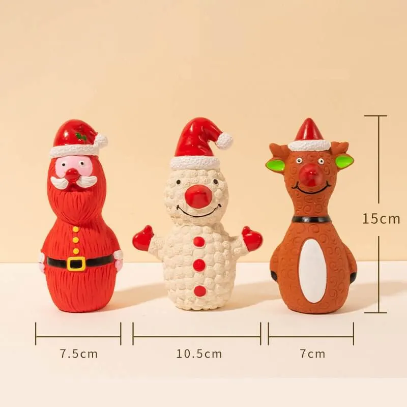 Santa Elk Snowman Christmas Durable Latex Squeaky Dog Chew Toys