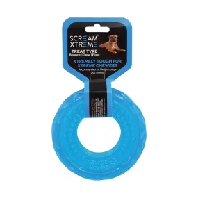 Scream Xtreme Treat Tyre Medium/Large Blue Dog Toy