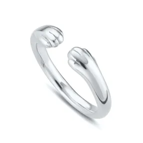 Silver Open Paw Hug Ring