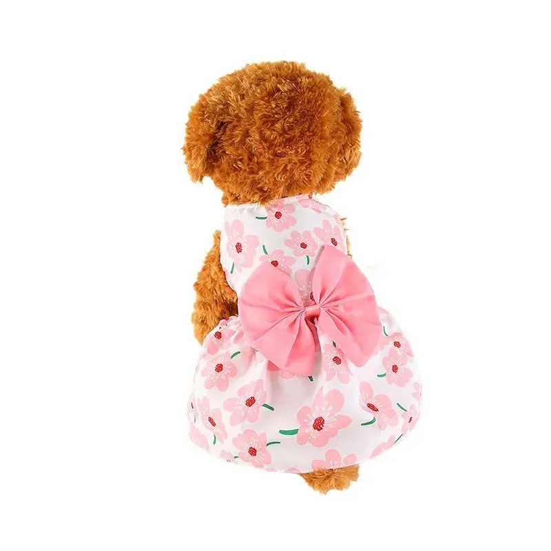 Spring Summer Dog Princess Dress Kitten Pet Skirt Cute Dog Dress Bow Lace for Small Medium Puppy Poodle Chihuahua