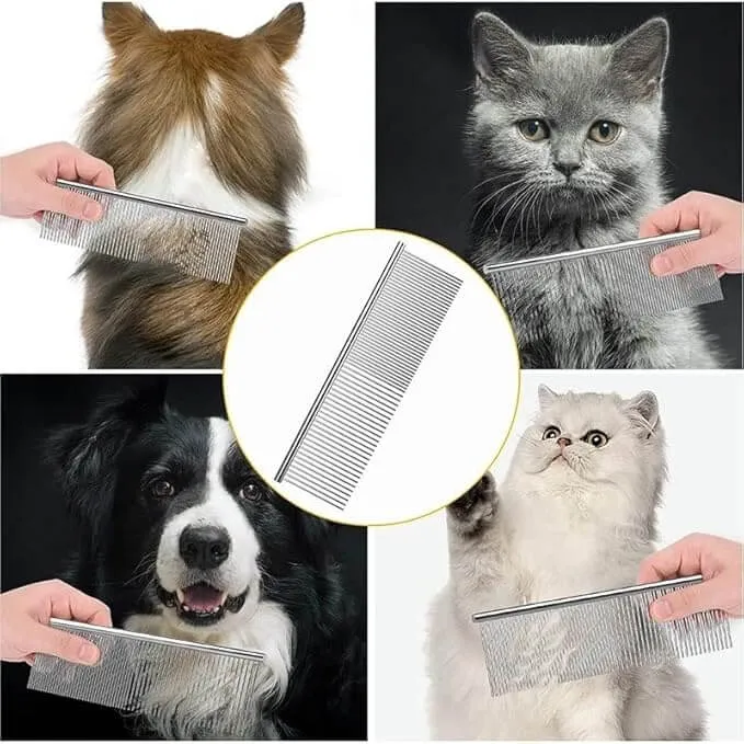 Stainless Steel Dematting Comb for Dogs & Cats - Professional Undercoat Grooming Tool (Multiple Sizes)