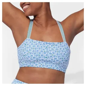 Women's Retro Revival Sports Bra Sky Blue Print