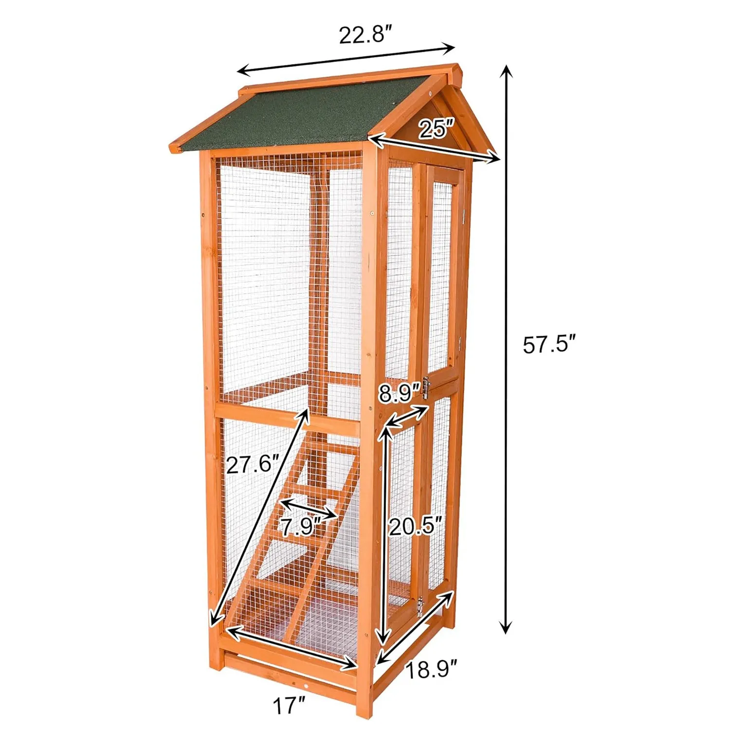 Wooden Large Bird Cage Pet Play Covered House Ladder Feeder Stand Outdoor