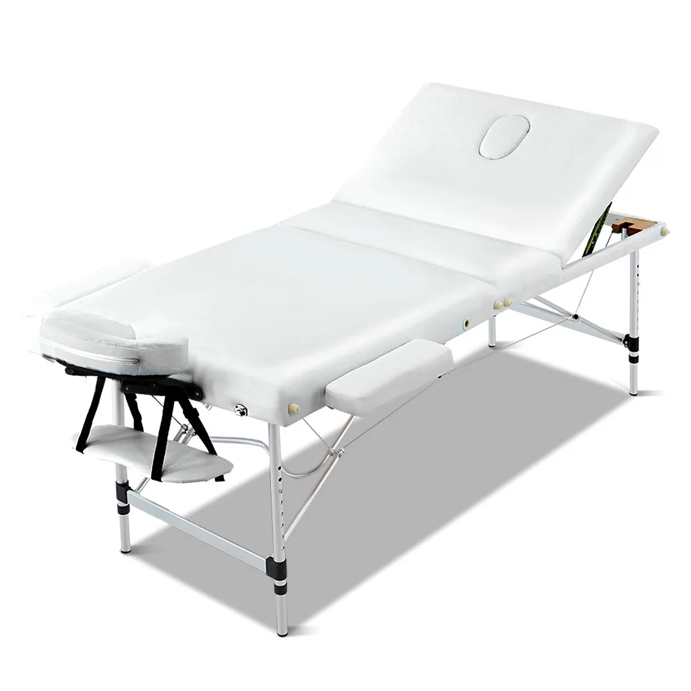 Zenses 3 Fold Portable Aluminium Massage Table - White