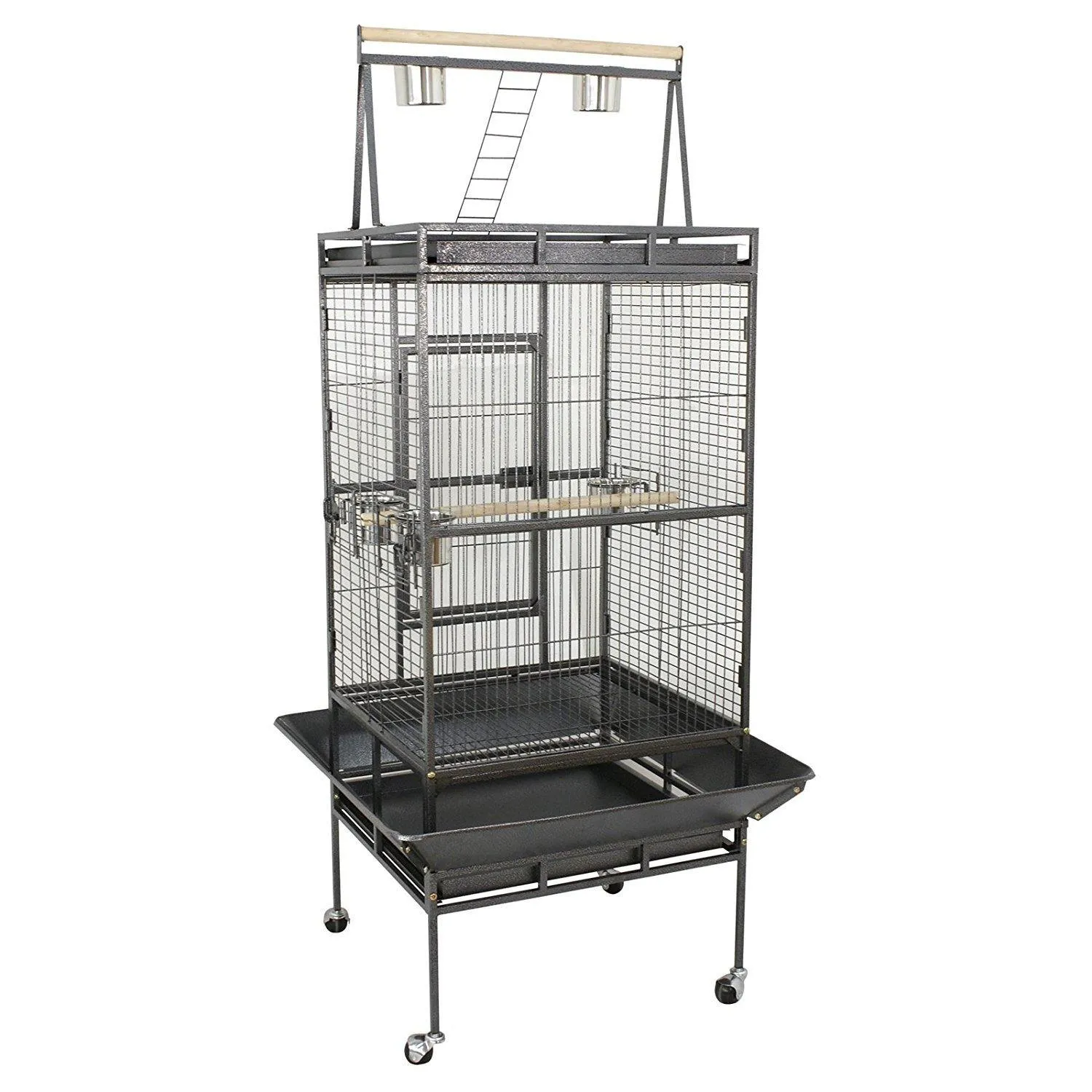 ZENY™ Large Parrot Bird Cage with Rolling Stand ,Black