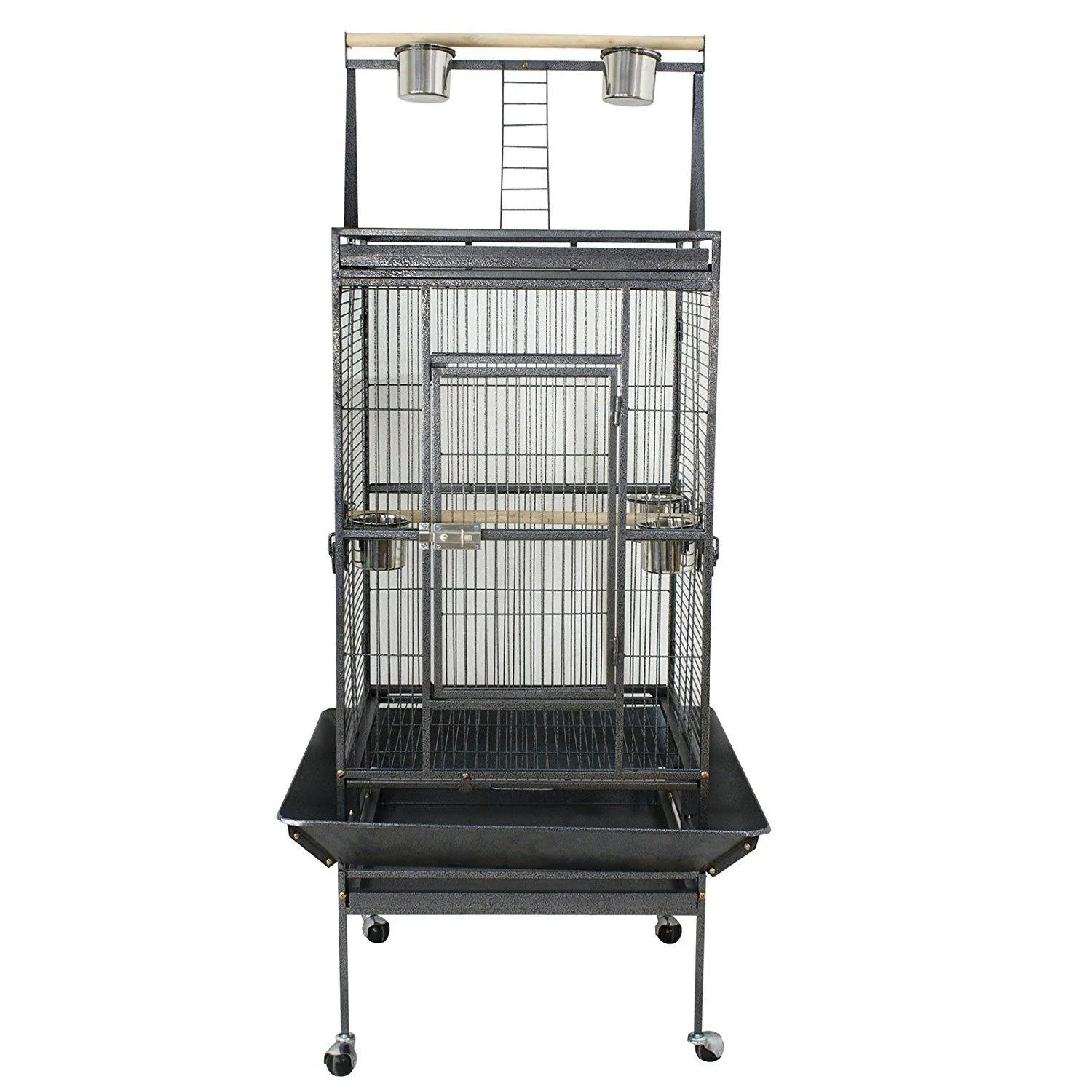 ZENY™ Large Parrot Bird Cage with Rolling Stand ,Black